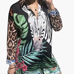 Women's Sexy Button Down Shirts Long Sleeve Collar Loose Blouse Tops Mini Dress